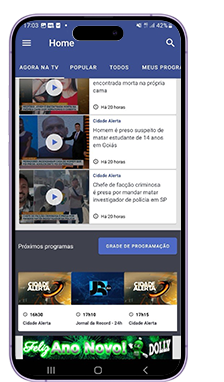Smartphone mostrando a interface de usuário do aplicativo.
